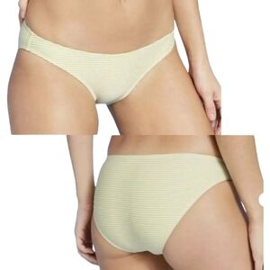 Xhilaration Striped Bikini Bottoms Yellow White Hipster NWT